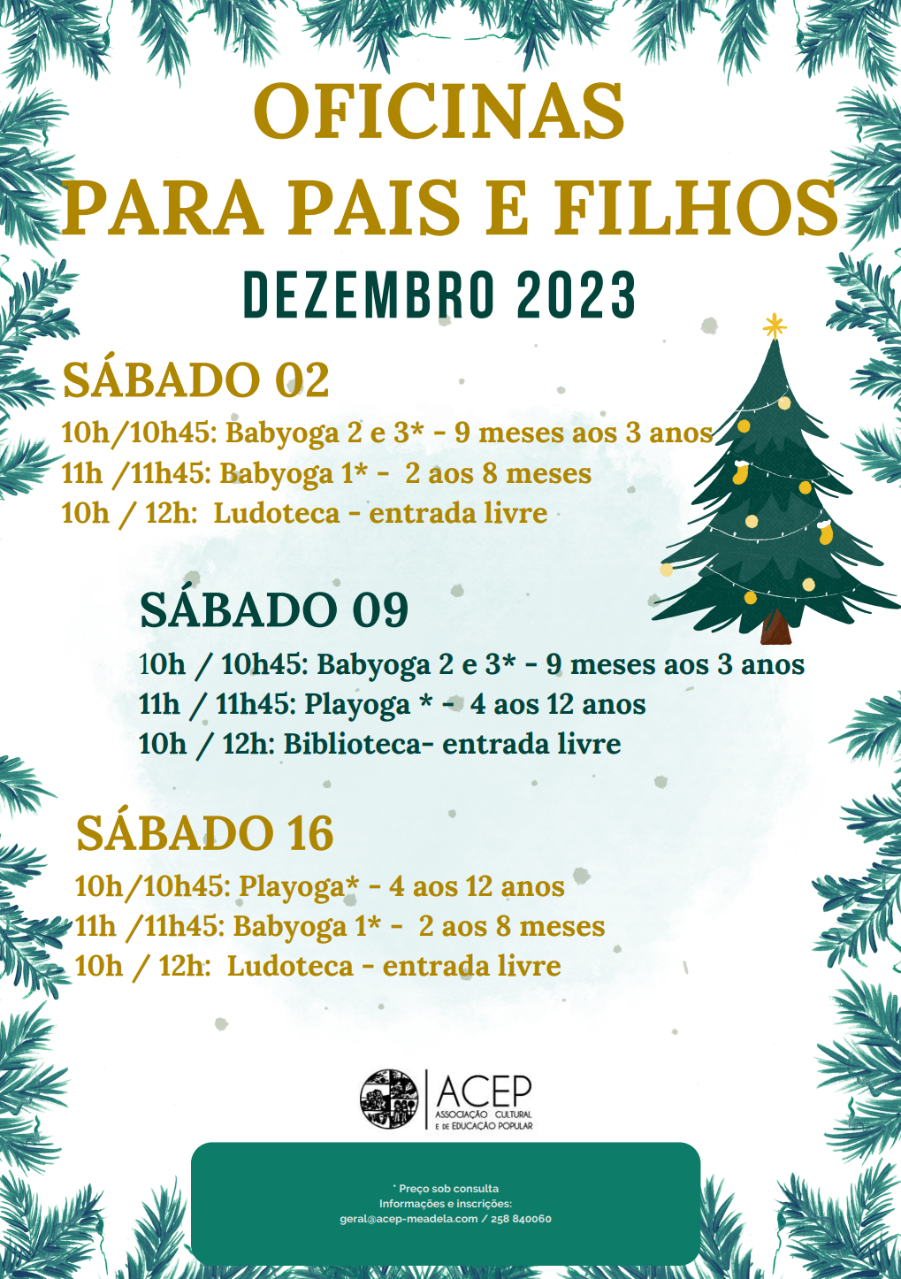 Oficinas para pais e filhos – Dezembro 2023